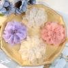 Elegant Organza Peony Tassel Brooch with Crystal Beading