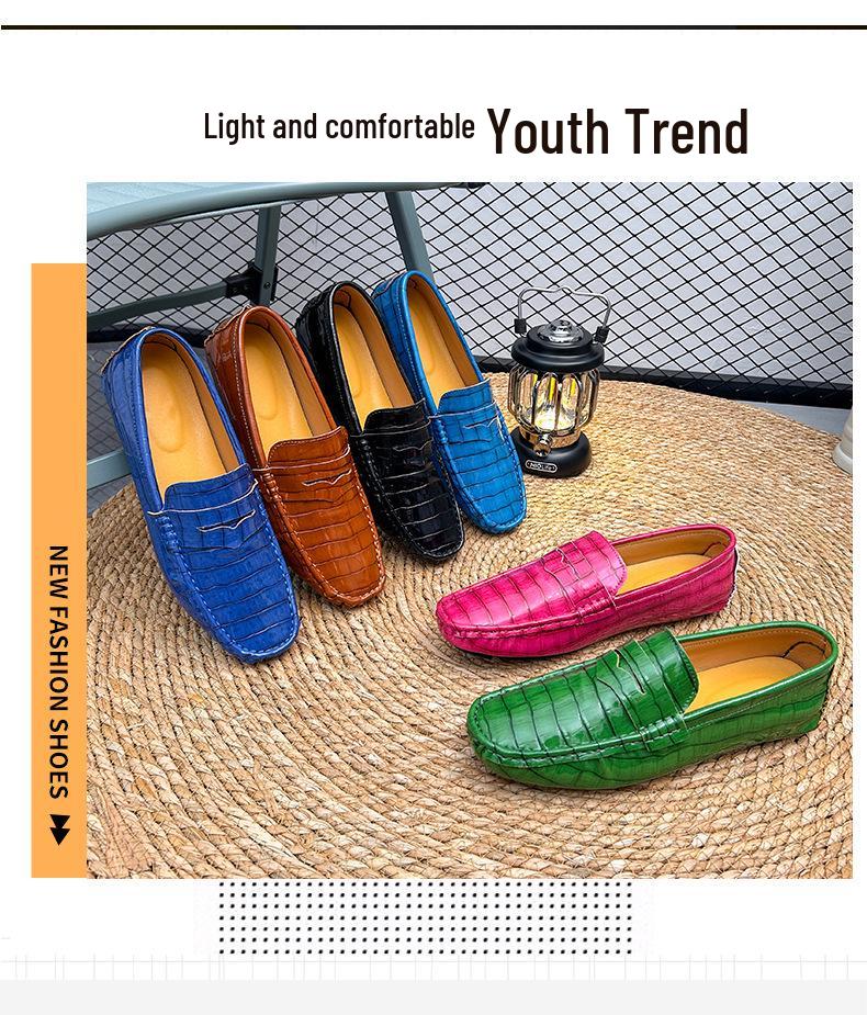 Men's Large Leather Slip-on Loafers: Spring Driving Casual Shoes
