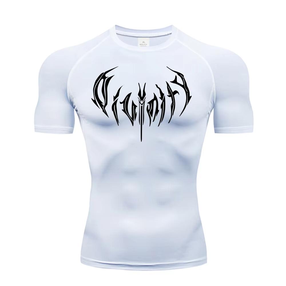 Trendy Y2K Print Compression Shirt Men's Running T-Shirt Gym Sports Quick-Drying Shirt Outdoor Cycling Jogging Training Top 848