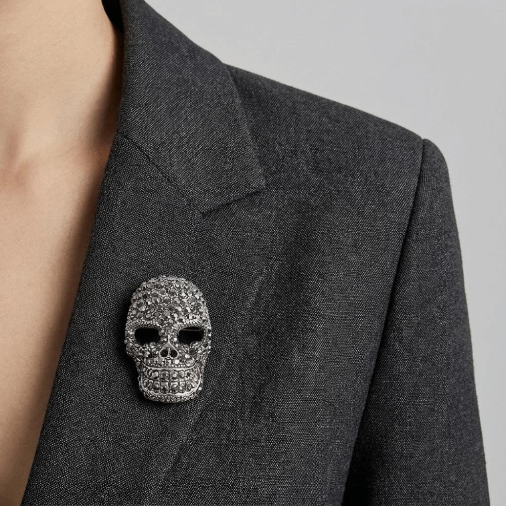 Punk Style Halloween Skeleton Brooch Zinc Zinc Zinc Alloy Gothic Skull Badge Lapel Pin Retro Skull Pin  Men