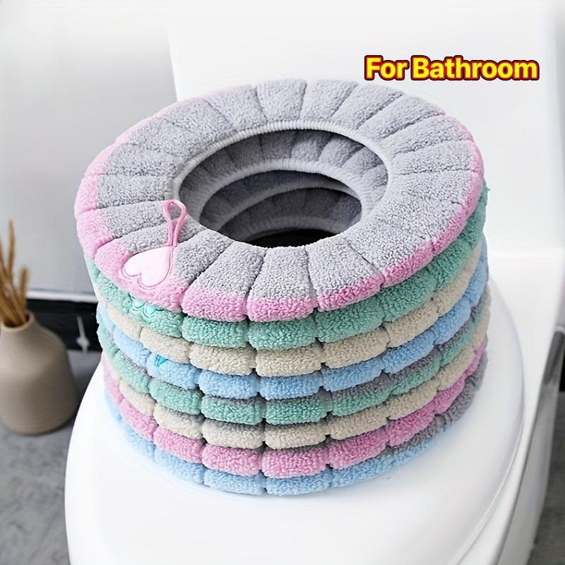 2pcs Winter Warmth Toilet Seat Covers - Soft Thick Warm Cushion with Removable & Easy-Clean Design, Portable for Home, Dorms