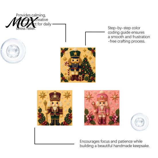 Educational Hands-on Toys Nutcracker Faux Pearl Art Kit, Painting DIY Kit with Pre-Framed Projects for Seniors Canvas, 3D Christmas Wall Craft Adults,
