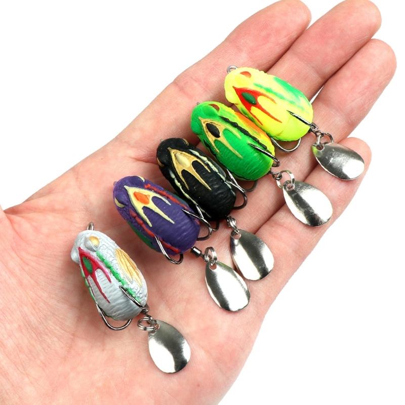 3cm 3.2g Ray Frogs Crankbait Lures PVC Frogs Lures Soft Frogs Baits for Blackfish Fishing Lures with Double Hook & Blade