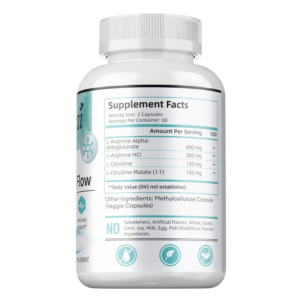 L-Arginine Capsules, All-natural, 120 capsules, Nutritional Supplement, Suitable for Both Men and Women