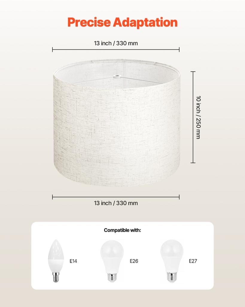 SucceBuy Drum Lamp Shade Medium Drum Linen Lampshade Replacement Lamp Shade for Table Lamps Floor Lamps Pendant Lights
