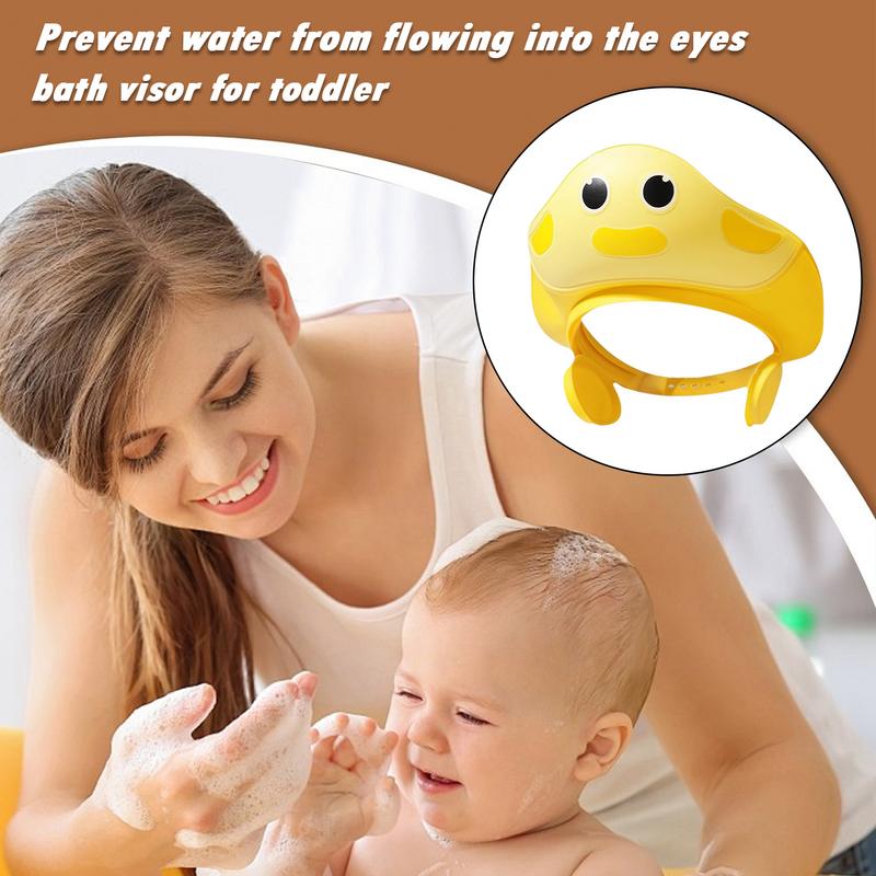 Baby Shower Cap Shield Cartoon Adjustable Visor Shower Cap Shield Hair Washing Shampoo Shield Bathing Hat Bath Visor Eye & Ear