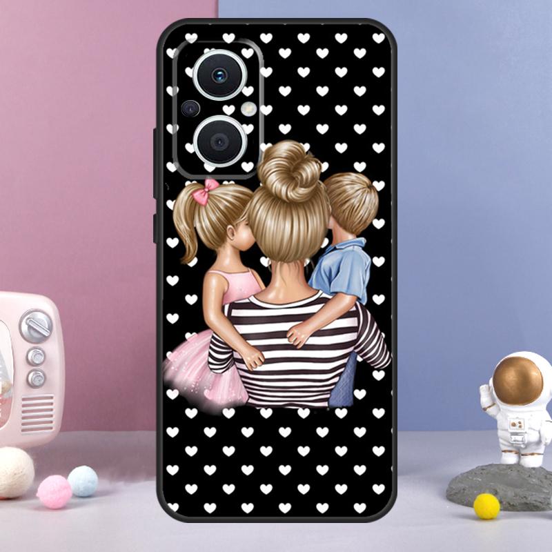 Beautiful Mother Daughter Son Funda For OPPO Reno 11 F 12F 13F 14F 10 12 13 14 Pro 7 8 Lite OPPO Find X9 X6 X5 X8 Pro Case