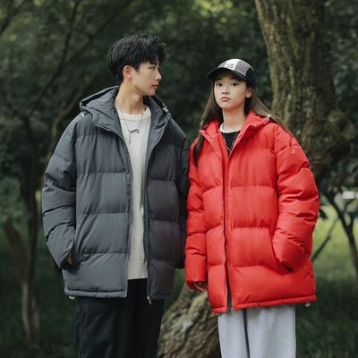 Padded Clothes Men's Solid Color Hooded Winter New Loose Velvet Thickened Cotton Clothes Warm Down Jacket Jacket Charge