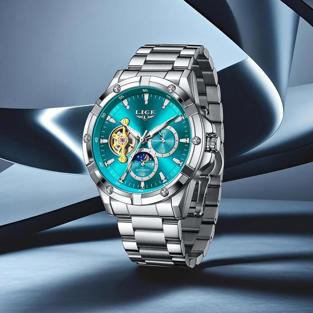 LIGE New Tourbillon Automatic Watches For Men Fashion Business Watch Men Luxury Sports Waterproof Men's Mechanical Watch