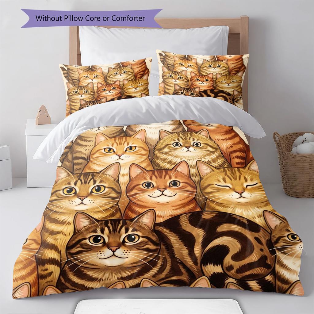 Civet cat Pattern Bedding Quilt Set Quilt Cover Pillowcase Home Decoration Birthday Gift (1 * duvet cover + 2 * pillowcase, without core)