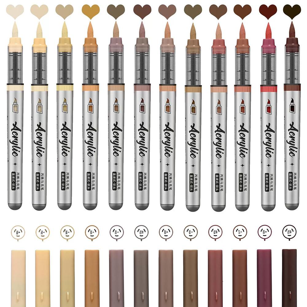 12-84 Colors Acrylic Painting Marker Waterproof Acrylic Brush Marker Professional Acrylic Marker Set DIY Coloring Art Supplies