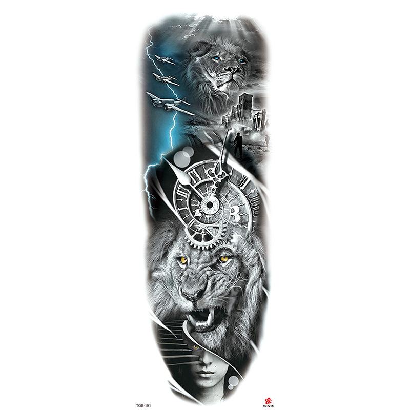 Waterdichte tattoo stickers voor de hele arm: Jezus, Maagd Maria, Kroon, Leeuw-ontwerp