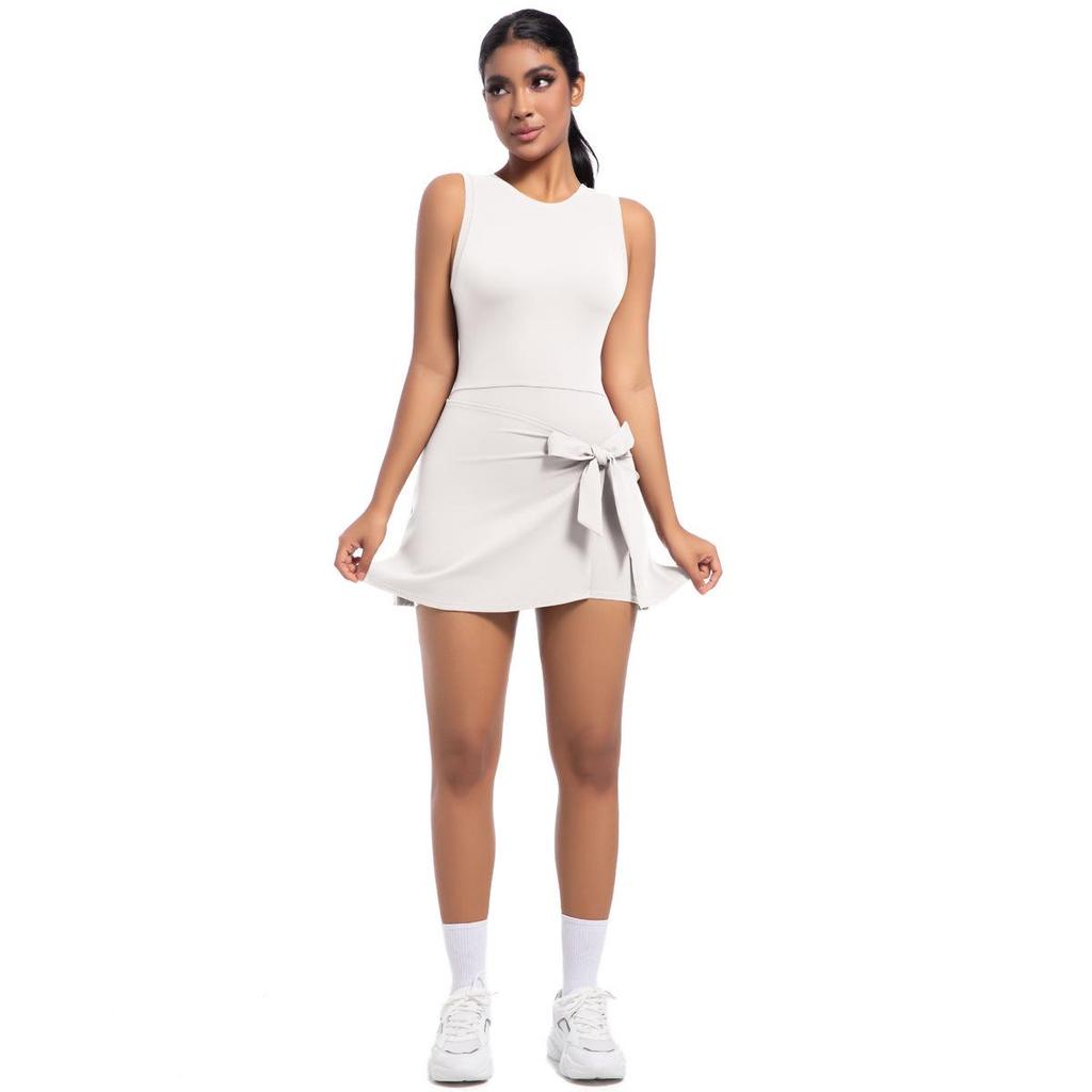 Women's Breathable Tennis Skirt Unitard - Integrated Yoga, Fitness, and Golf Dress