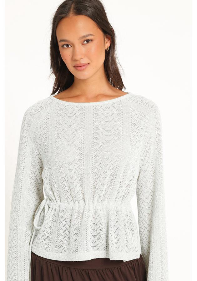 2026 Autumn/Winter Women's Knit Boat Neck Sweater with Waist-Cinching and Hollow Design