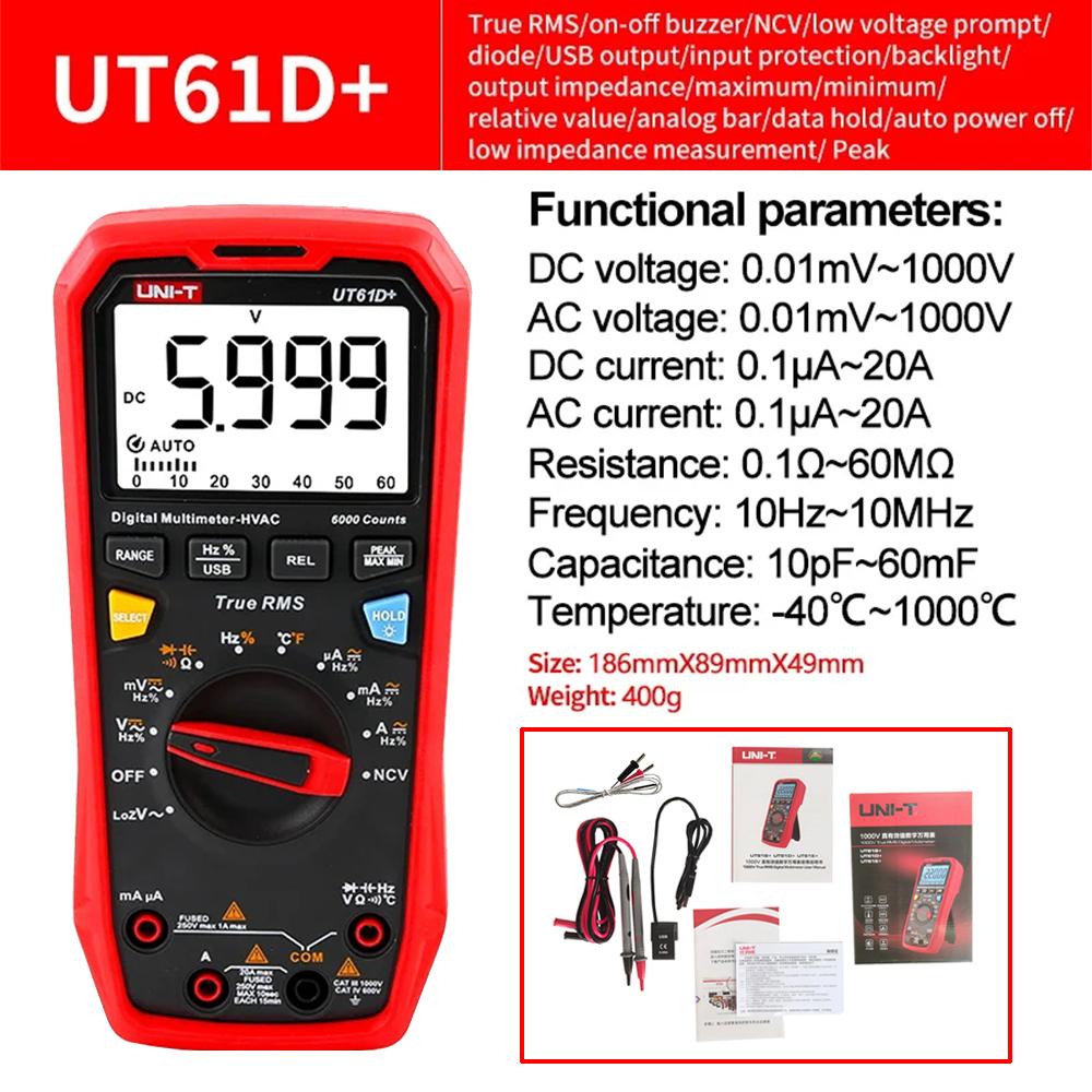 Professional Digital Multimeter UNI-T UT890C UT89X UT89XD UT105+ UT107+ UT61B+ UT61D+ UT61E+ Voltmeter Ammeter Electric Tester