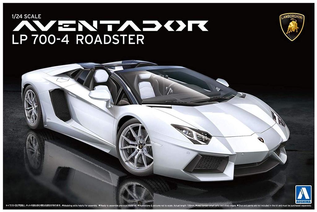Aoshima Bunka Kyozai Supercar Series Lamborghini Aventador Roadster Plastic Model 1/24 No.12