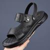 Leather sandals men's trendy first-layer cowhide beach shoes men's non-slip wear-resistant slippers soft-soled middle-aged and elderly dad shoes
