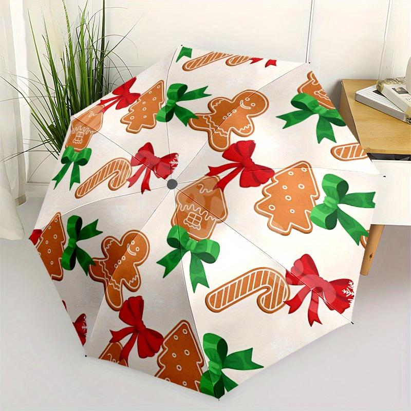 1pc Christmas Pattern Automatic Umbrella 8-Bone Design Compact Gear for Outdoor Travel, Perfect Holiday Gift yy250827063