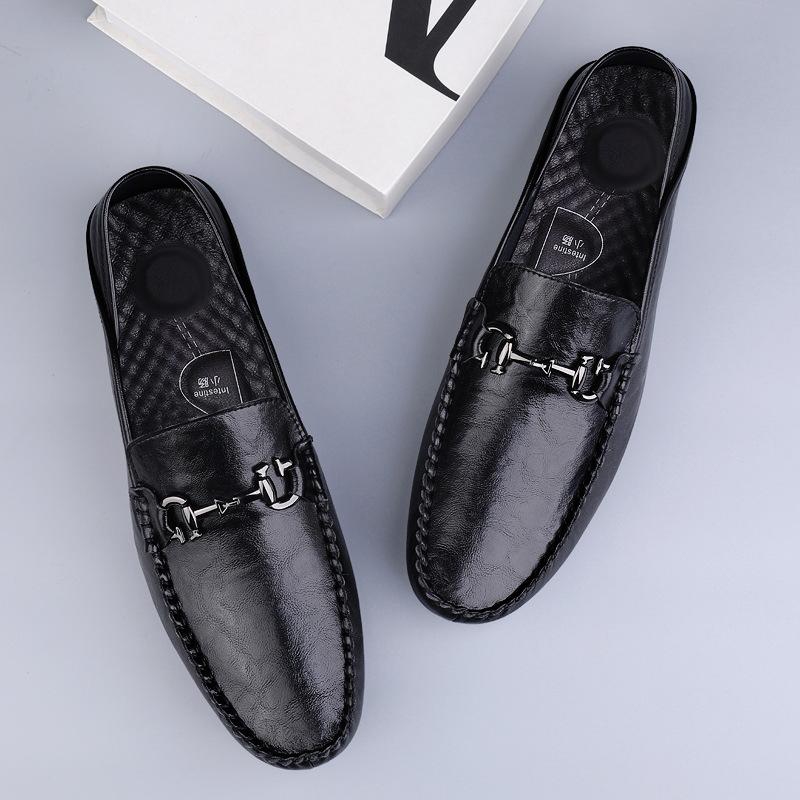 Men's Shoes Doudou Shoes Genuine Leather Men's Foot Cover Soft Leather Soft Sole Lazy Loafer One-pedal Casual Leather Shoes