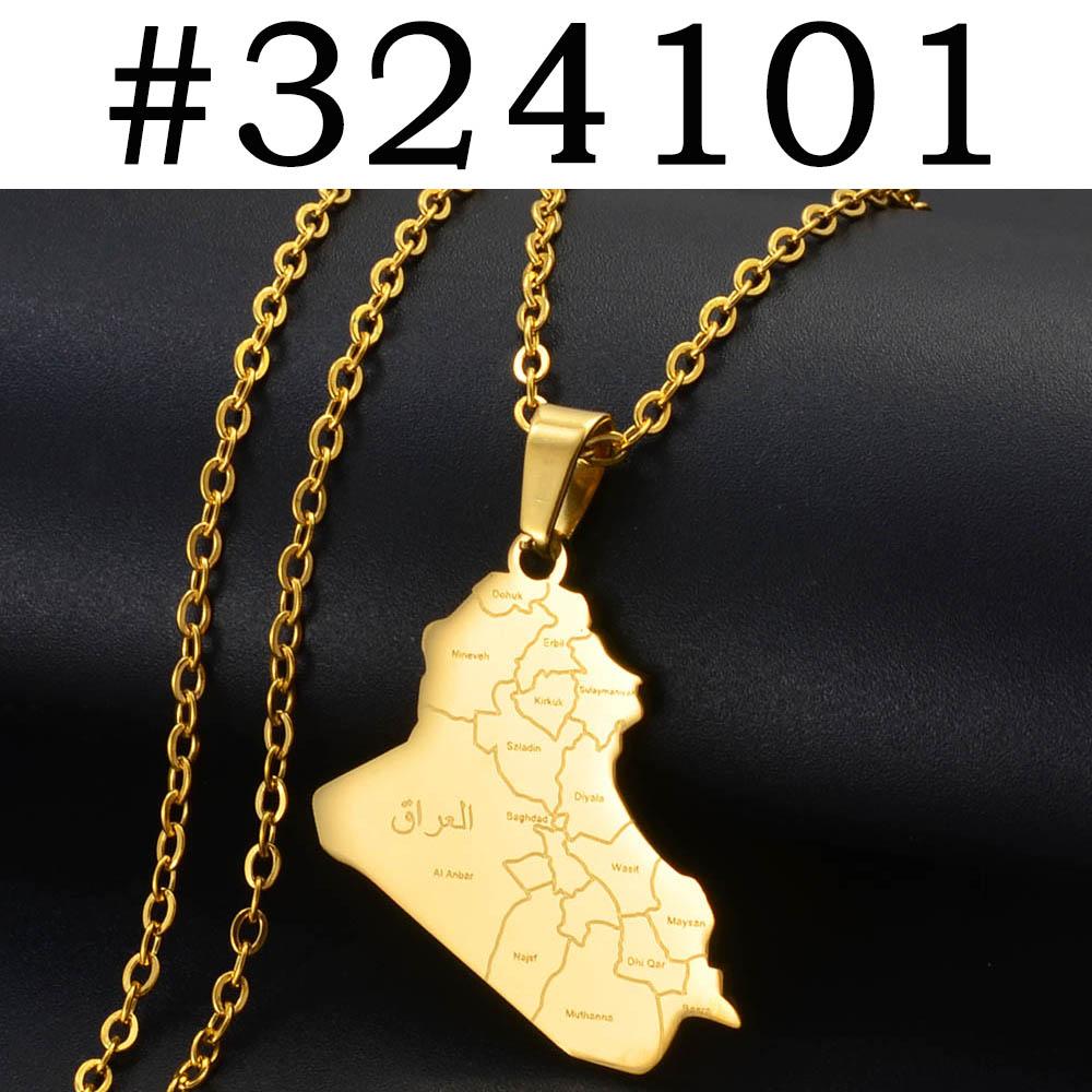 Anniyo Republic Of Iraq Map With Cities Name Pendant Necklaces Jewelry Charms Map Of Iraq Chain @324101 60cm or 23.6 Inches