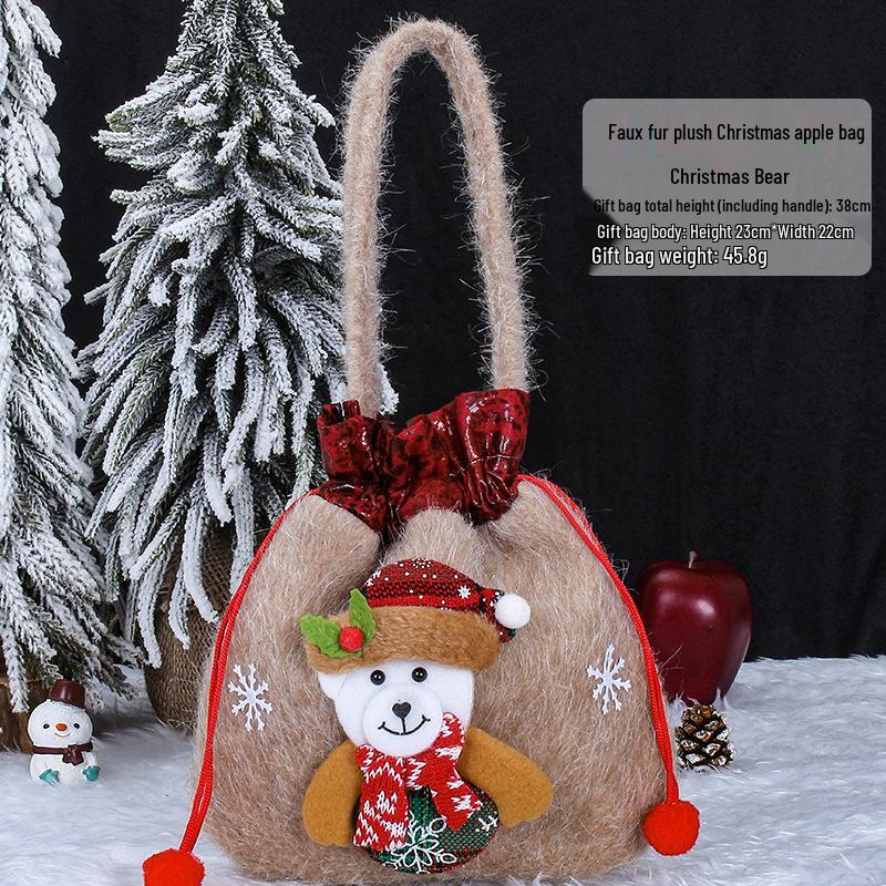 Internationale Weihnachts-Jutesack-Geschenktüten-Ornamente: Zeichentrick-Apfel- und Süßigkeitstüten für den Kindergarten