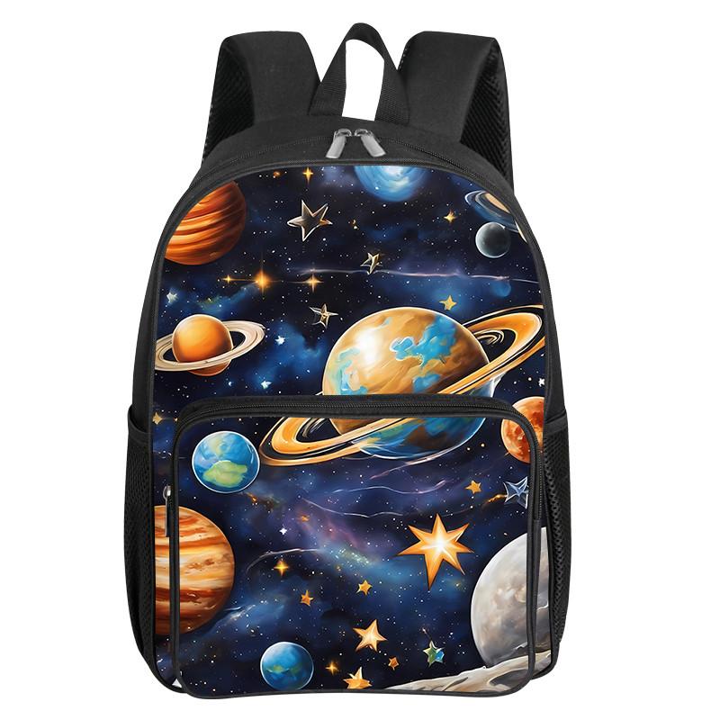 Kosmisch Planeet Patroon Vierkante Voorzak Rugzak voor Jongens en Meisjes Beste Cadeaus 2D Platte Cartoon Schooltassen voor Kinderen