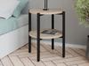Stolik Nocny Okrągły Loft Z Półką 35X35X46 Cm Metalowy Czarny