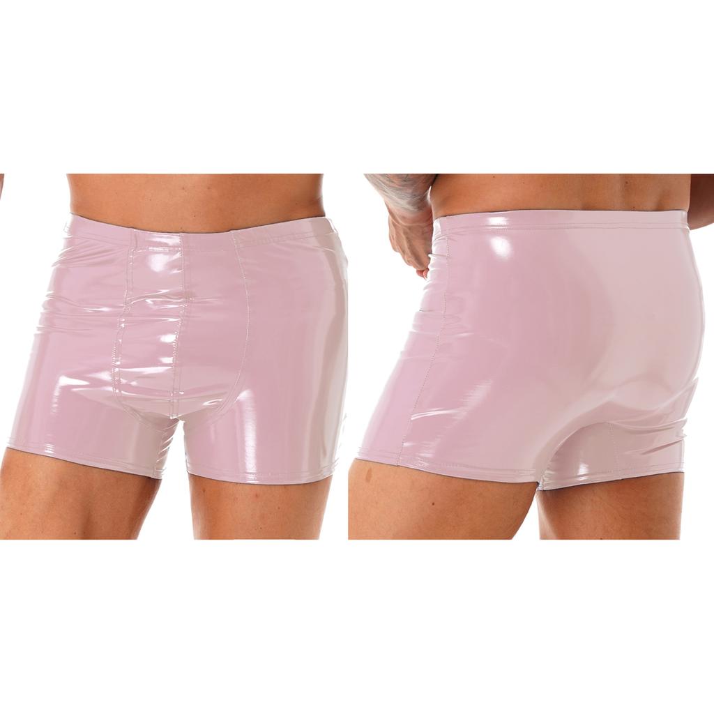 Pánské PVC lesklé kůže Strečové vyboulené pouzdro Krátké kalhoty Boxerské kalhotky Pole Dancewear Oblečení do klubu Stage Performance Clubwear