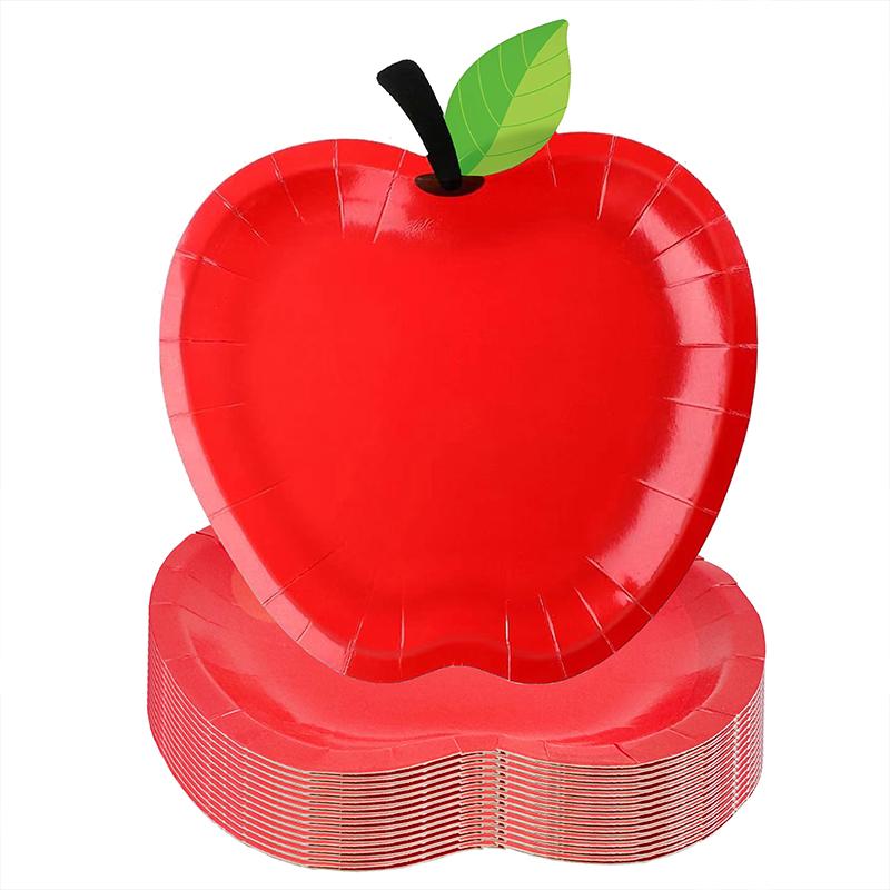 10PCS/Set Paper Plates Family Gatherings Party Supplies Funny Disposable Plates Portable Apple Shape Cute 16x18cm
