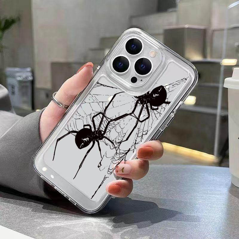 Case For iPhone 16 Cases iPhone 15 Pro Max Case Spider Pattern Clear Crystal Case For iPhone 14 13 12 11 XS XR X 7 8 Plus Cover