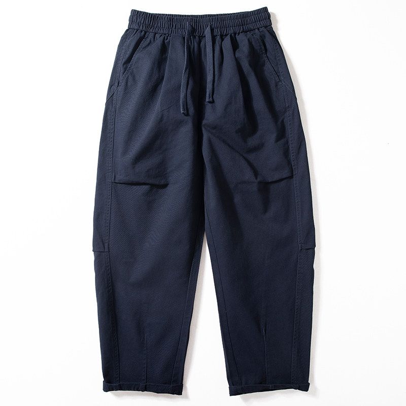 Men's Casual Pants 2025 Spring and Autumn New Japanese Style Basic Versatile Pure Cotton Pants Street Fashion Loose Wide-Leg Pants