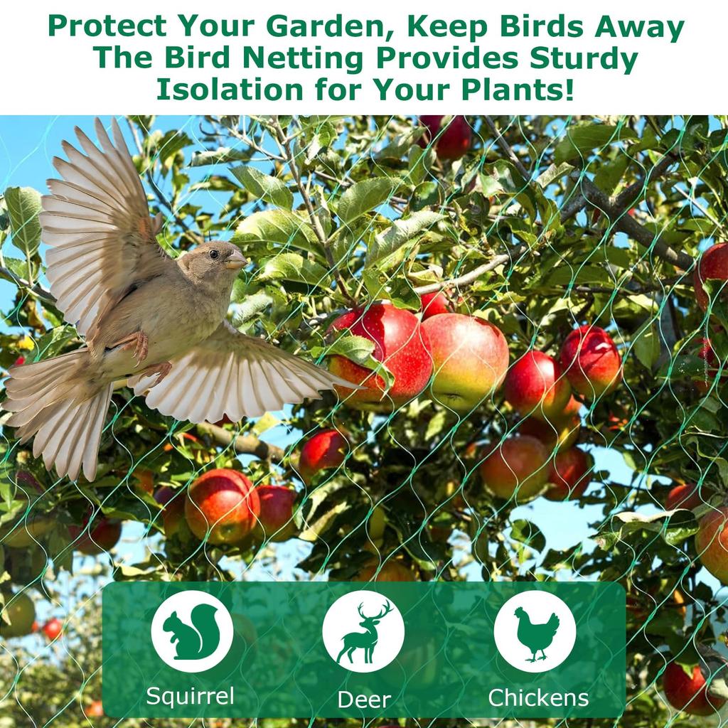 Bird Netting Protect Vegetable Plants and Fruit Trees,Plastic Trellis Netting for Birds, Deer,Squirrels and Other Animals