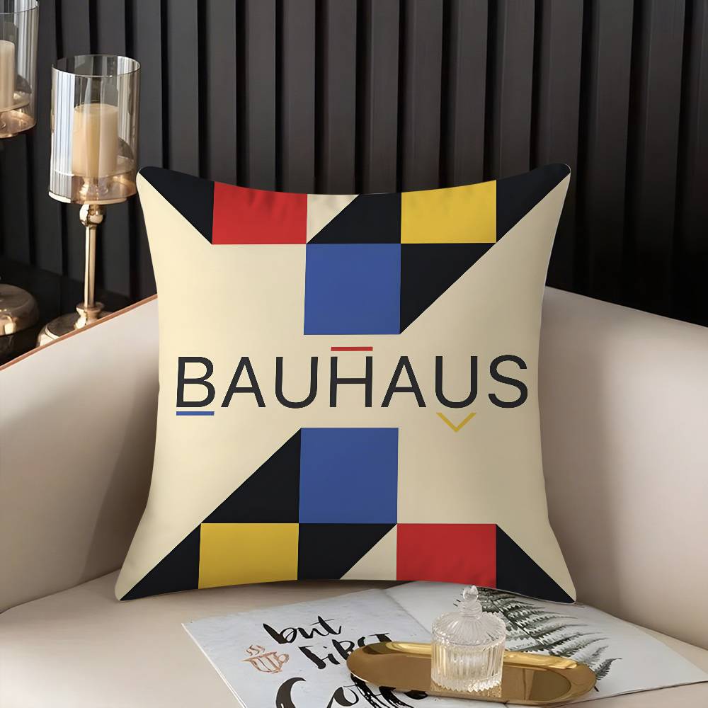Abstract B-Bauhaus Geometry Pillow Case Home Dorm Chair Back Short Plush Double-sided Printing Office Nap Time Cushion Cover