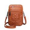 New Women's Messenger Bag Simple Mobile Phone Bag Retro Printed Shoulder Satchel Soft Leather Texture Small Square Bag