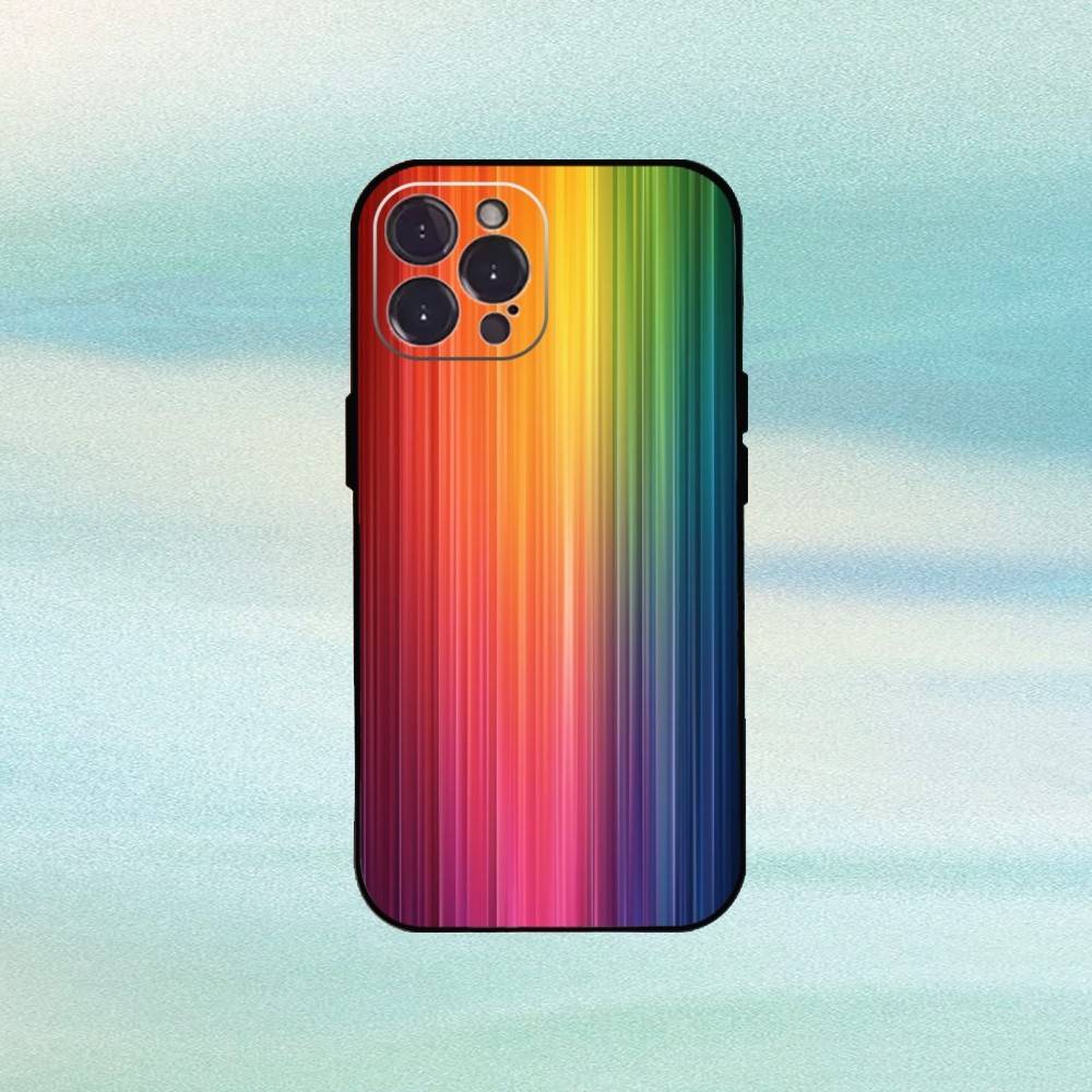 

C-Colorful R-Rainbow Stripe Phone Case For iPhone 16 15 14 13 12 11 Pro Max Plus,5G Soft Black Case iPhone16plus