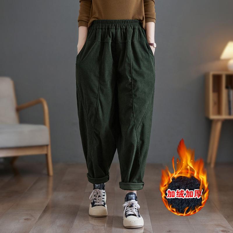 

Весенние и осенне-зимние брюки Haren Pants Свободные и плюшевые толстые брюки для женщин больших размеров 4XL