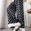 Lace Pants, Butterfly Knot Cotton Silk Printed Wide Leg Pants, Women's Spring And Summer Elastic Waist High Waist Pants, Cartoon Cute Cool Pants