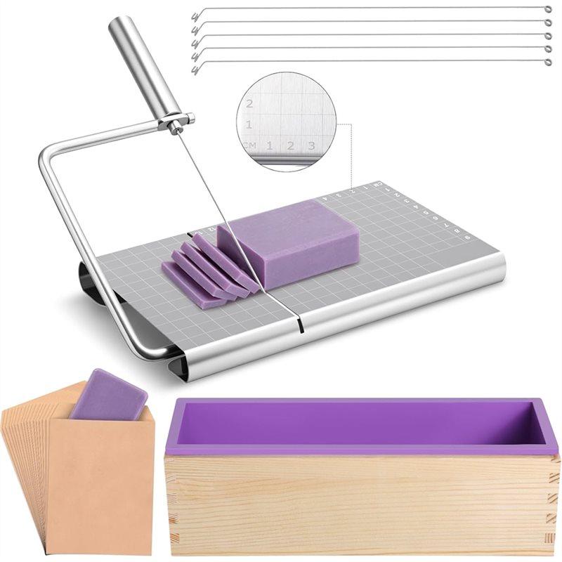 

Fresh Wire With Scale Soap Cutter With 42 Oz Silicone Molds And 25 Paper Packaging Bags Mold Making Kit DIY Craft Gift