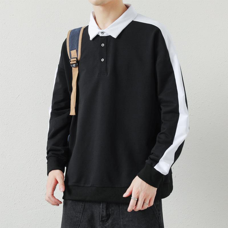 

Толстовка мужская осенняя новая нижняя часть топы модный бренд рубашка поло воротник универсальная куртка с длинными рукавами мужская модная модель 4XL