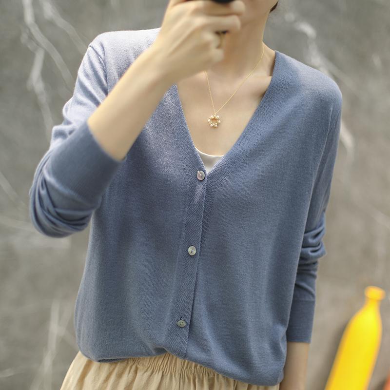 Pulover de lână de damă Qinghe cașmir 50% mătase 50% lână cardigan de lână toamnă și iarnă moale și calduroasă