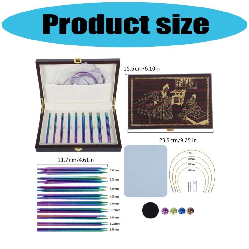 9Pairs Interchangeable Circular Knitting Needle Set 3.0mm-6.0mm for Knitting Sweater Sock Aluminum Knitting Needle Set