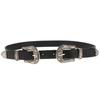 Faux Leather Belt with Double Floral Embossed Buckle Vintaje Women's Silver, As Described