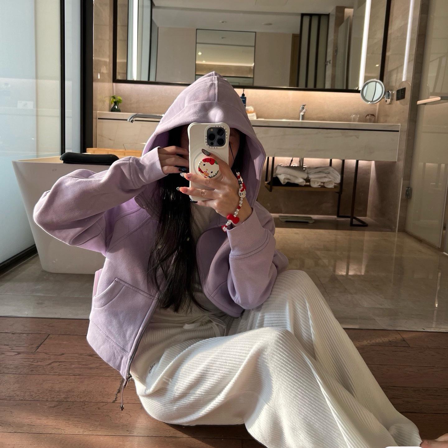 

LULU Women s Fleece-Lined Hooded Zipper Sweatshirt - New Autumn/Winter Colors Extra Small фіолетовий/бузковий