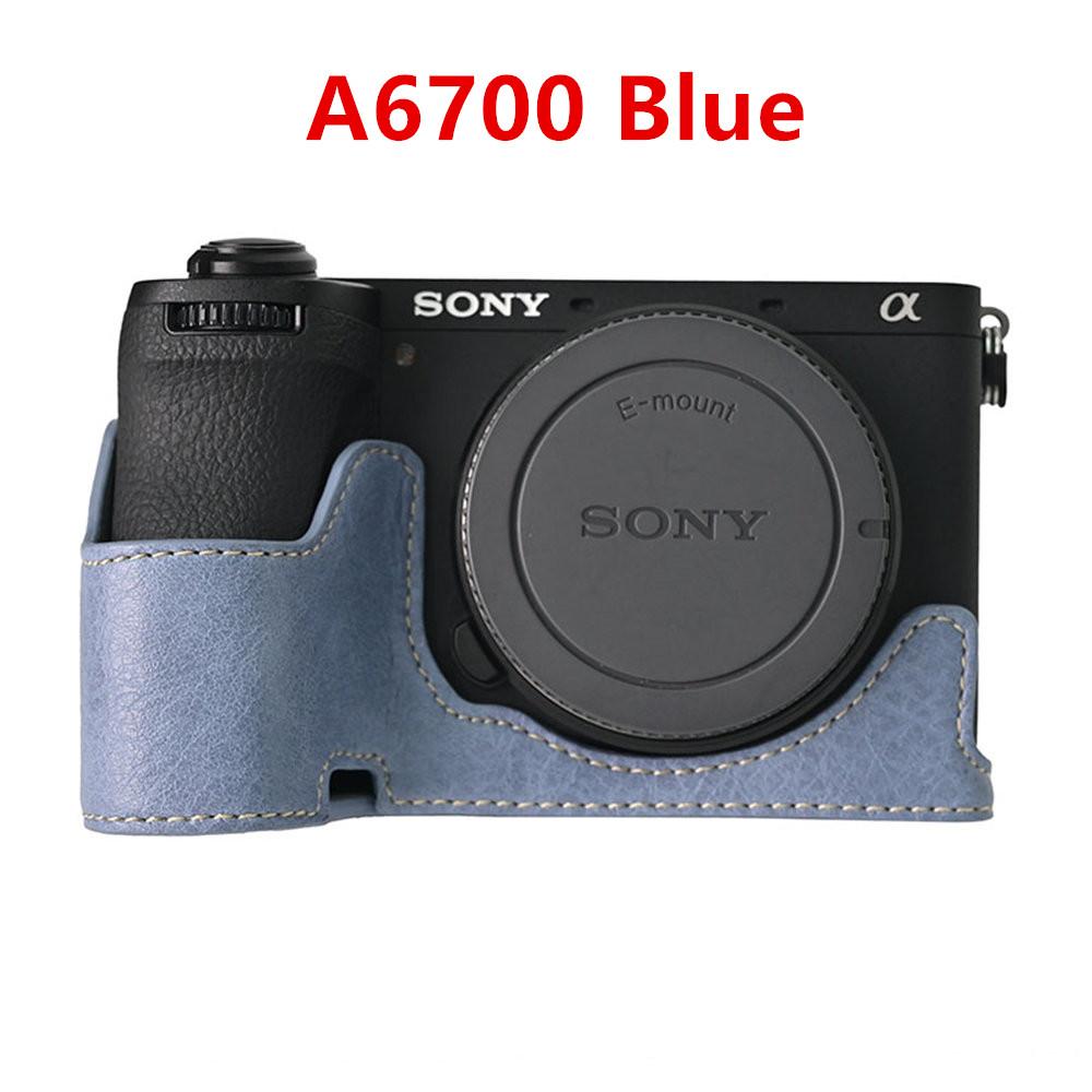 Camera Half Case for Sony A6700 A6400 A6300 A6100 A6000 ZVE10 ZVE10II ZVE10M2 A7R5 A7CII A7C2 Bottom Opening Cover PU Leather