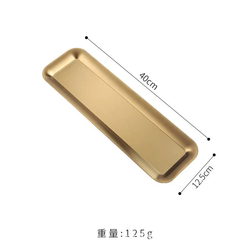 Korean Version of 304 Stainless Steel Rectangular Plate, 40cm Strip Plate, Thick Golden Sushi Plate, Barbecue Plate, Flat Plate