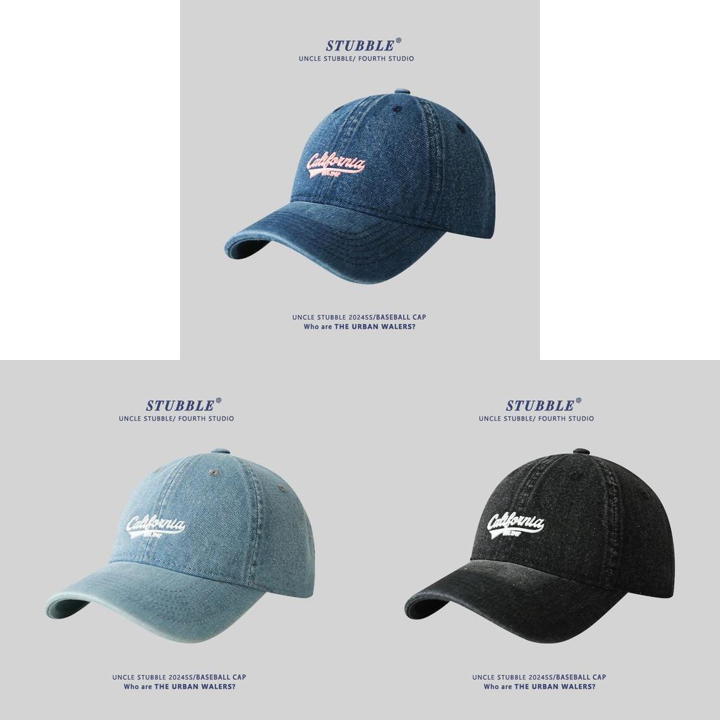 Baseball Cap With Wide Brim For Sun Protection Summer Casual Men Women Denim Cotton