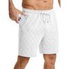 Mens Casual Elastic Waist Drawstring Argyle Texture Shorts