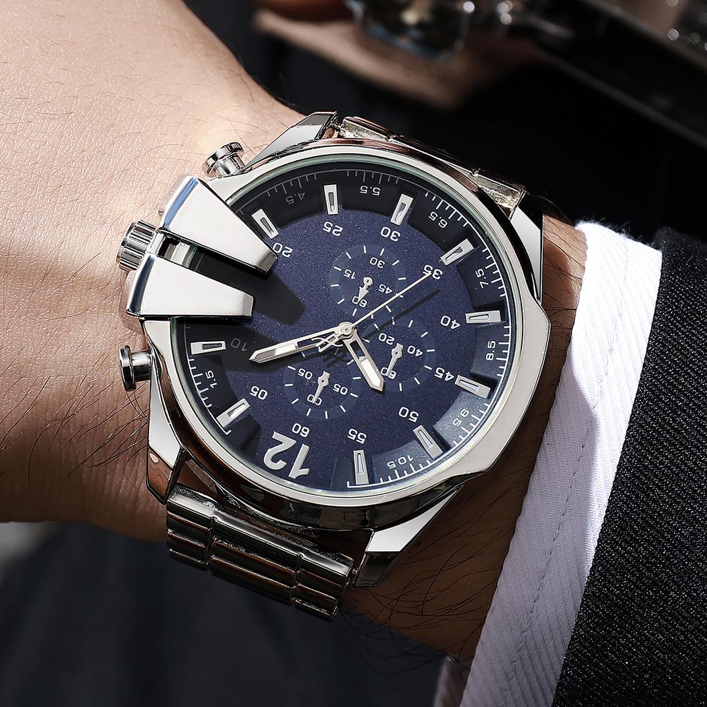 Fashion simple personality alloy strap large dial men's quartz watch, suitable for daily wear, Christmas gifts