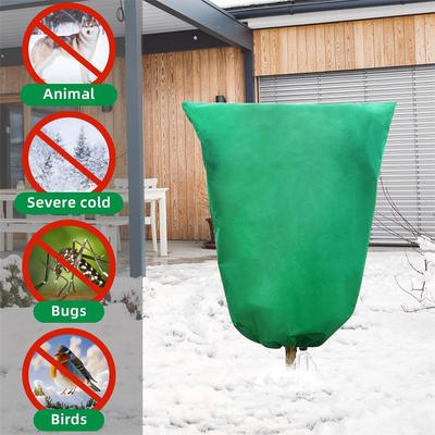 4er-Pack Winterpflanzenschutzhüllen Frostschutz GrünFrostdeckenMit Reißverschluss Kordelzug Für Outdoor-Topfpflanzen Strauch Baum Kaltes Wetter