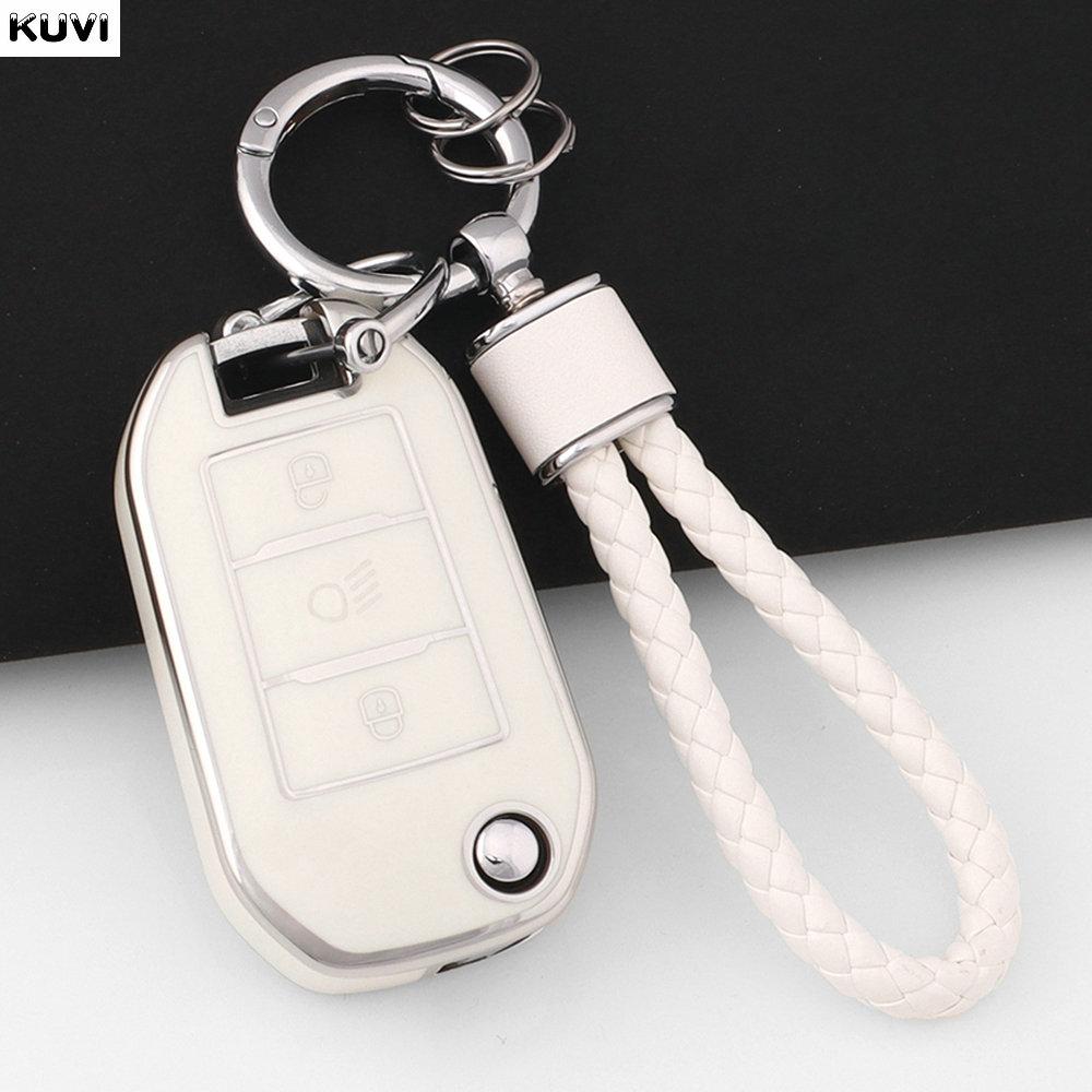New Tpu Car Flip Key Case Cover Shell Fob For Peugeot 208 308 408 508 2008 3008 4008 5008 Key Chain Citroen C3 C4 Cactus C6 C8